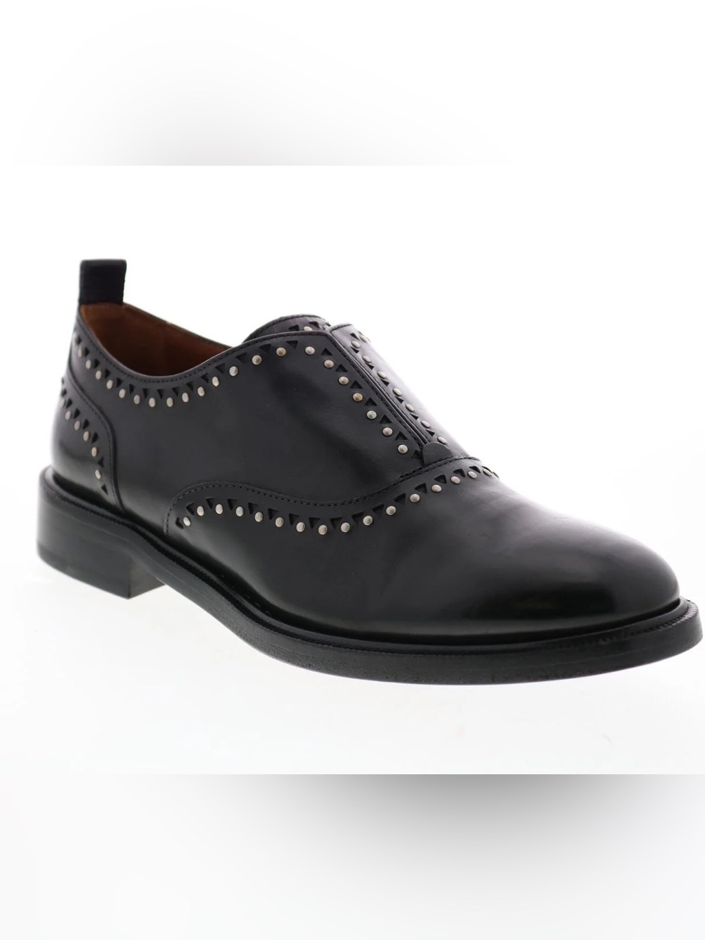 Frye Annie Black Studded Leather Oxford Loafer Womens 6.5 MSRP $398